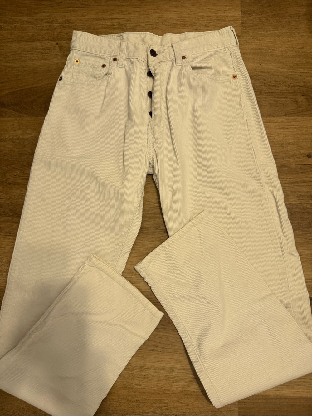 Levi's Cream Straight Leg Corduroy Pants